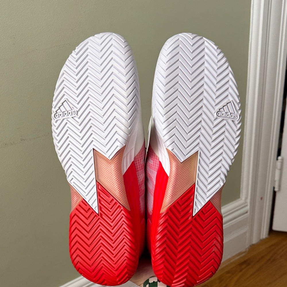 Adidas Men's Red and White Athletic Shoes Adizero Ubersonic 4 - Picture 6 of 7